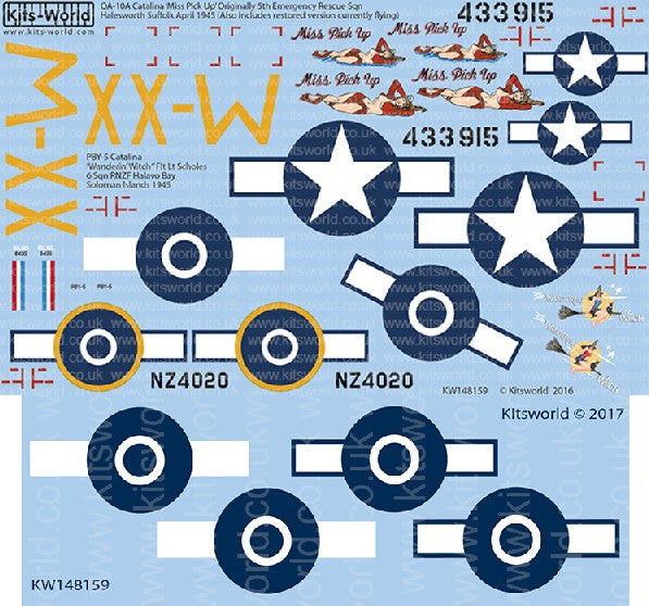 1/48 OA10A Catalina Miss Pick Up 5th Emergency Rescue Sq. Halesworth Suffolk April 1945, PBY5 Wanderin Witch Flt Lt Scholes 6th Sq. RNZF Halavo Bay Soloman Islands 1945