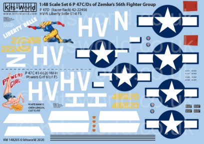 1/48 P47C/D 56th FG of Zemke's Liberty Belle HV-N 61st FS, ower Girl HV-H 61st FS Late 1943