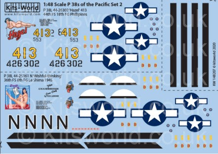 1/48 P38L Hazel 413 44th FS 18th FG Philippines, N Wishful-thinking 36th FS 8th FG Le Shima 1945