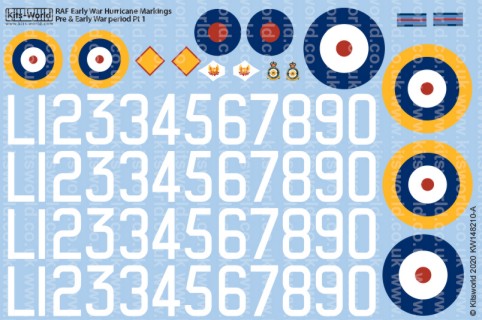 1/48 Pre-Early WWII Serial & Cocarde Hurricane RAF Markings 1938-1940 (3 Sheets)