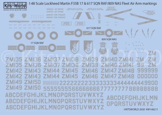 1/48 F35B 17 & 617 SQN RAF/809 NAS Fleet Air Arm Markings for KTY