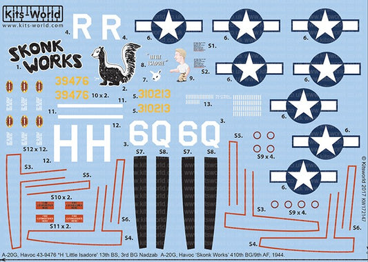 1/72 A20G Havoc Skonk Works 410th BG/9th AF 1944, H Little Isadore 13th BS 3rd BG AF Nadzab