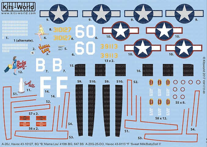 1/72 A20J Havoc 60*B Mama Lou 410th BG 647 BS, A20G-25-DO F Sweet Milk/Baby Doll II 386th BS 312th BG