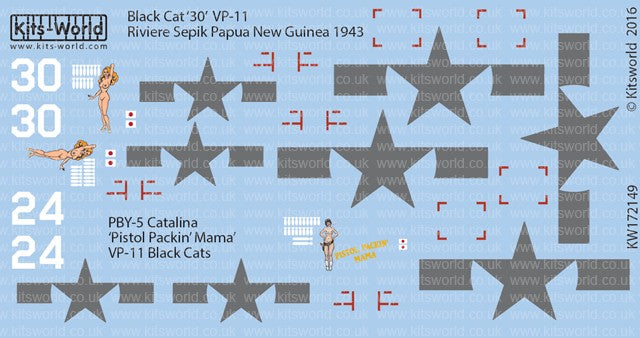 1/72 PBY5 Catalina Black Cat 30 VP11 Riviere Sepik Papua New Guinea 1943, Pistol Packin Mama VP11 Black Cats