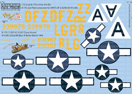 1/72 B17G's/G 91st BG 322nd BS Chow Hound, Just Plain Lonesome 424th BS 91st BG