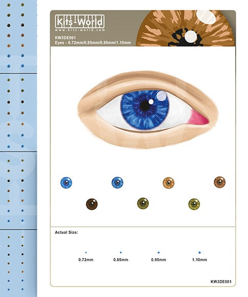 3D Human Eyeballs Waterslide Decals 0.72mm, 0.85mm, 0.95mm, 1.10mm (336)