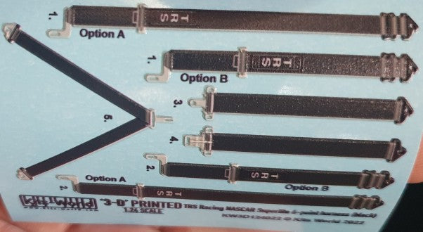 1/24 3D Color TRS Nascar Superlite 6-Point Racing Seatbelts/Harness Black