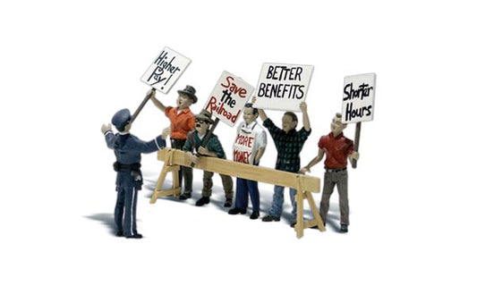 N Scenic Accents Picket Line (5 Figs w/Signs & Policeman)