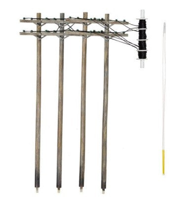 HO Double Crossbar Pre-Wired Poles (4)
