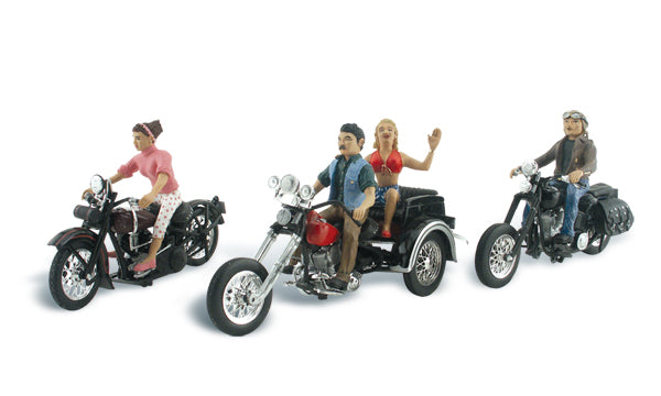 HO Autoscene Born to Ride 3 Motorcycles w/Figures