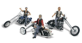 HO Autoscene Bad Boy Bikers 3 Riders on Choppers