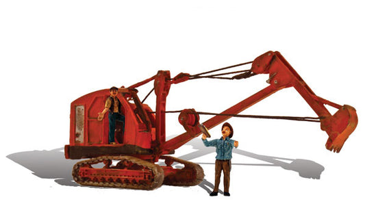 HO Autoscene Backhoe w/Figures