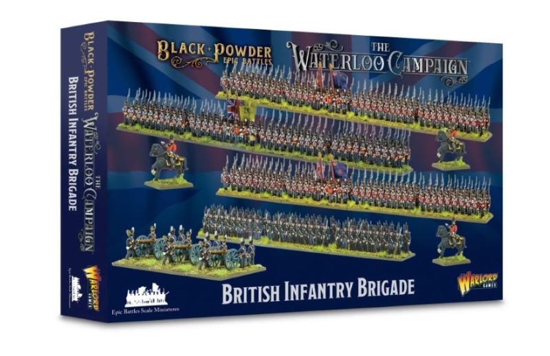 15mm Black Powder Epic Battles: Waterloo British Infantry Brigade (300 figs, 3 mtd, 3 guns w/12 figs)