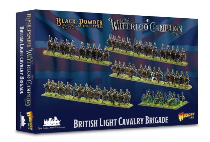 15mm Black Powder Epic Battles: Waterloo British Light Cavalry Brigade (55 mtd, 3 guns w/12 figs)