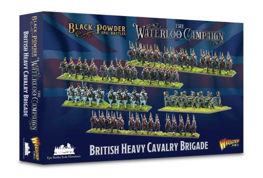 15mm Black Powder Epic Battles: Waterloo British Heavy Cavalry Brigade (55 mtd, 3 guns w/12 figs)