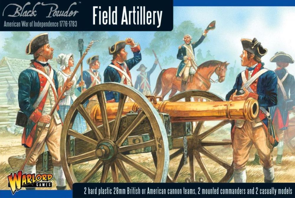 28mm Black Powder: Field Artillery 1776-1783 (2 Mtd Figs, 2 Casualty Figs, 2 Cannons) (Plastic)